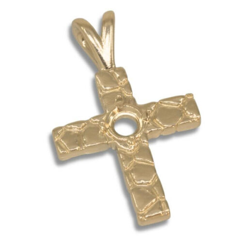Nugget Freeform Cross Pre-notched Pendant Mounting - Yellow Gold