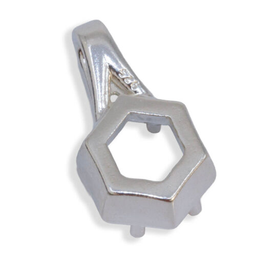 Hexagon Bezel Design with Prongs Pre-notched Pendant Mounting