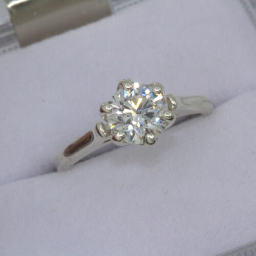 Lab Created Diamond Round 1.29ct D VVS2 Solitaire Tulip Prong Ring