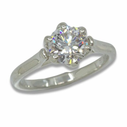 Lab Created Diamond Round 1.29ct D VVS2 Solitaire Tulip Prong Ring