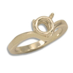 Round Solitaire Curved Band Pre-notched Ring Mounting - Yellow Gold