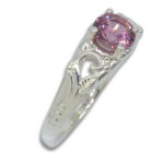 Natural Purple Pink Spinel 6mm Round Ornamental Floral Ring