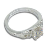 Sterling Silver Synthetic Moissanite 1ct Solitaire Floral Ring