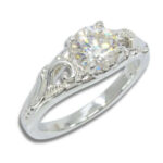 Sterling Silver Synthetic Moissanite 1ct Solitaire Floral Ring