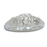 Sterling Silver Synthetic Moissanite 1ct Solitaire Floral Ring