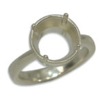 Round Bezel Design with Prongs Pre-notched Ring Mounting - White Gold