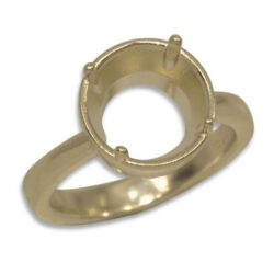 Round Bezel Design with Prongs Pre-notched Ring Mounting - Yellow Gold