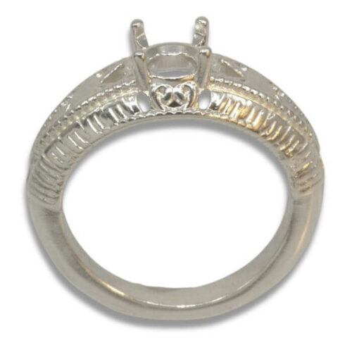 Vintage-Inspired Engraved Round Solitaire Pre-notched Ring Mounting