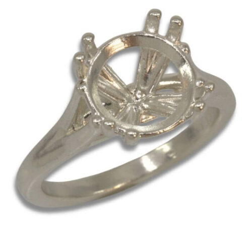 Round Split Cathedral Pre-notched Ring Mounting - White Gold