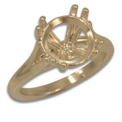Round Split Cathedral Pre-notched Ring Mounting - Yellow Gold