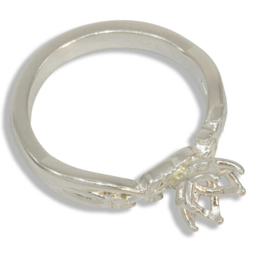 Round Leaf Solitaire Pre-Notched Ring Mounting