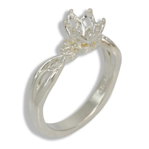 Round Leaf Solitaire Pre-Notched Ring Mounting