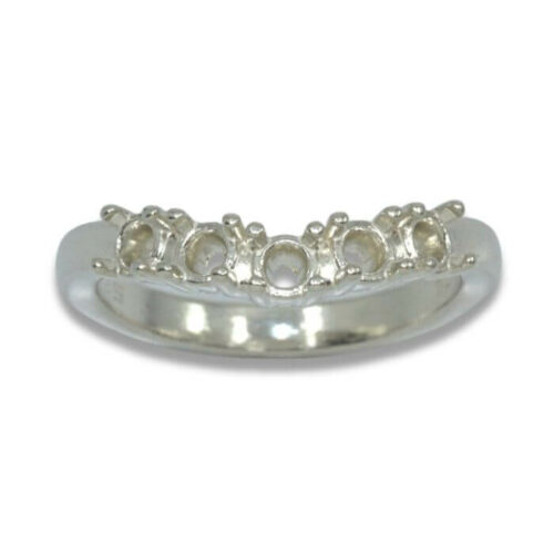 Five (5) Stone Round Curved Wedding Band Ring Mounting - 3mm