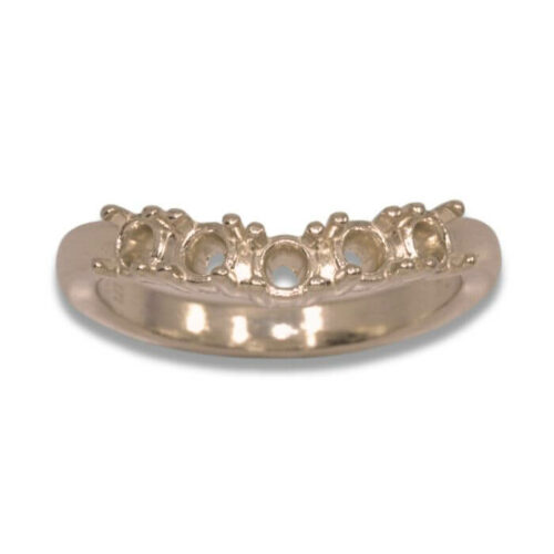 Five (5) Stone Round Curved Wedding Band Ring Mounting - 3mm - Rose Gold