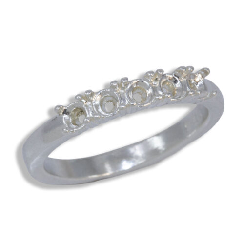 Five (5) Stone Round Straight Wedding Band Ring Mounting