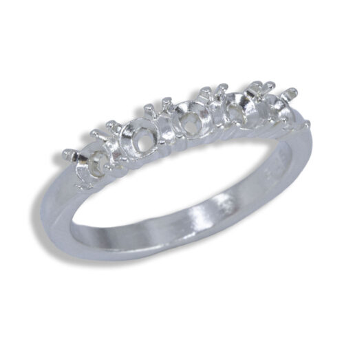 Five (5) Stone Round Straight Wedding Band Ring Mounting