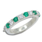 Lab Created Ten Stone Ring - Lab Diamond w/ Lab Emerald