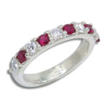 Lab Created Ten Stone Ring - Lab Diamond w/ Lab Ruby