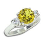 8mm Round Accented Trellis Pre-notched Ring with Lab Yellow Sapphire and Moissanite