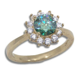Lab Moissanite 6.5mm Round Cluster Gold Ring