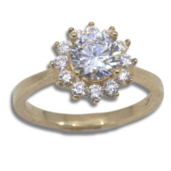 Lab Created Diamond 1.40ctw Round Cluster Gold Ring