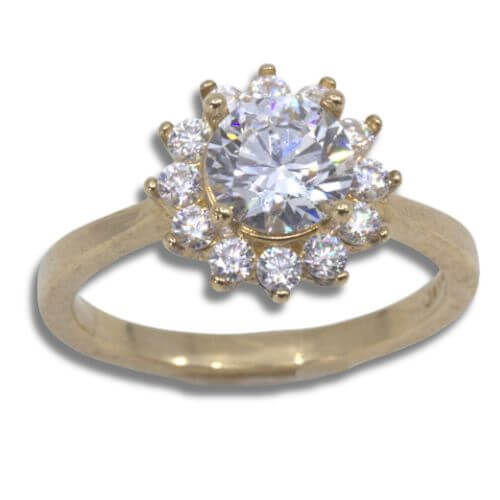 Lab Created Diamond 1.40ctw Round Cluster Gold Ring