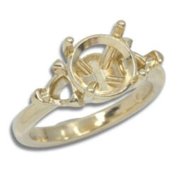 Round Trillion Three Stone Pre-notched Ring Mounting