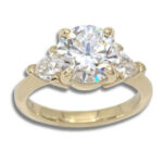 Round Trillion Three Stone Pre-notched Ring Mounting - 2CT Lab Diamond