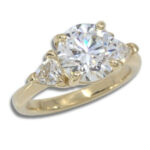 Round Trillion Three Stone Pre-notched Ring Mounting - 2CT Lab Diamond