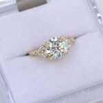 Round Trillion Three Stone Pre-notched Ring Mounting - 2CT Lab Diamond