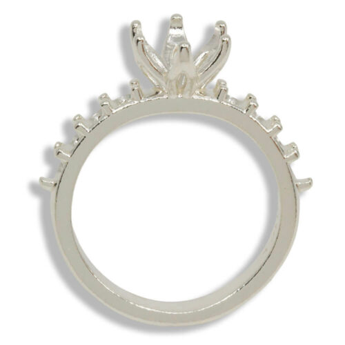 Round Tulip Accented Pre-notched Ring Mounting - Yellow Gold