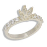 Round Tulip Accented Pre-notched Ring Mounting - Semi Mount