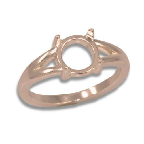 Round Cabochon Split Shank Ring Mounting - Rose Gold