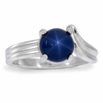Lab Created Star Sapphire 8mm Round Cabochon Sculpted ByPass Ring