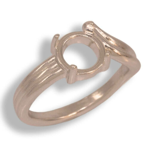Round Cabochon Sculpted ByPass Ring Mounting - Rose Gold