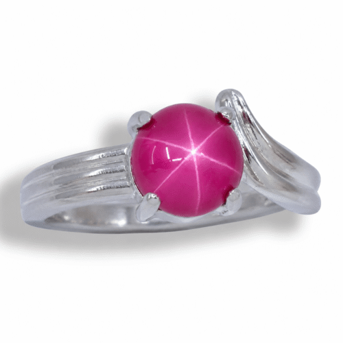 Lab Created Star Sapphire 8mm Round Cabochon Sculpted ByPass Ring