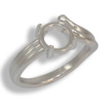 Round Cabochon Sculpted ByPass Ring Mounting - White Gold