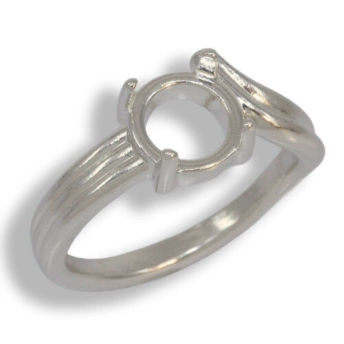 Round Cabochon Sculpted ByPass Ring Mounting - White Gold