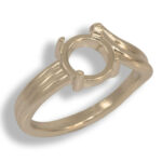 Round Cabochon Sculpted ByPass Ring Mounting - Yellow Gold