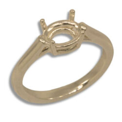 Oval Horizontal Pre-notched Ring Mounting - Yellow Gold