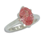 Lab Created Diamond Fancy Vivid Pink 2.09ct VS1 Oval Tulip Solitaire Ring