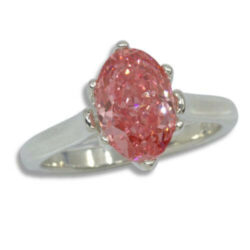 Lab Created Diamond Fancy Vivid Pink 2.09ct VS1 Oval Tulip Solitaire Ring
