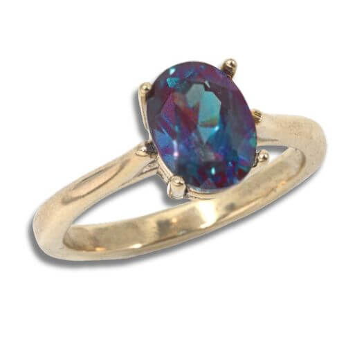 Lab Alexandrite 8x6mm Oval Solitaire Ring
