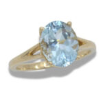 Aquamarine Solitaire 10x8mm Oval Ring - Yellow Gold