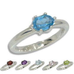 Natural Gemstone East West Oval Ring