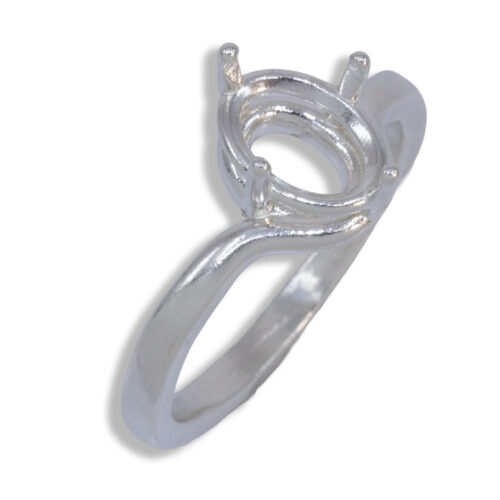 Tessa Ring - Oval Solitaire Curved Band Pre-notched Mounting
