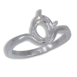 Tessa Ring - Oval Solitaire Curved Band Pre-notched Mounting