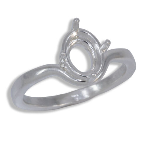 Tessa Ring - Oval Solitaire Curved Band Pre-notched Mounting