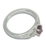 Natural Purple Pink Spinel 6x4mm Oval Ornamental Floral Ring