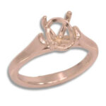 Oval Basket Head Solitaire Cathedral Pre-notched Ring Mounting - Rose Gold